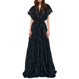 OVERSIZED NK SLEEVELESS FLARED GOWN