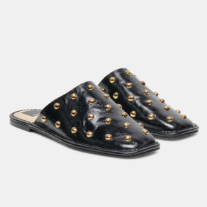 Phira Stud Flats Black Leather