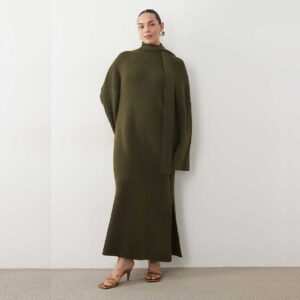 Pretty Lavish Curve knitted high neck belted midi dress