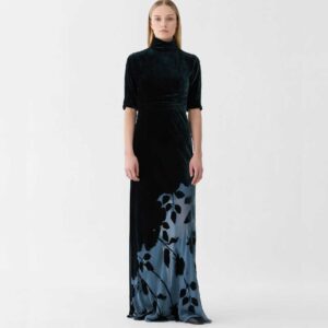 Rose Velvet Devoré High Neck Gown
