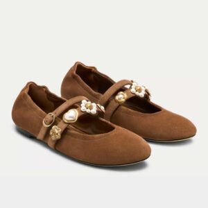 Socharming Mary Jane Flat Toasted Almond Suede