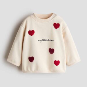 Sweatshirt with Motif Light beige/My Little Heart