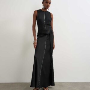 Topshop premium satin dropped waist sash detail maxi dress