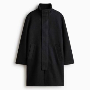 Wool-Blend Twill Coat Dark gray